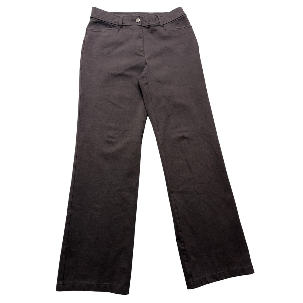Eileen Fisher Knit Dress Pants Womens S Brown Straight Leg Zip Stretch Pockets